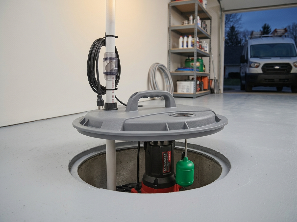Sump pump and discharge pipe